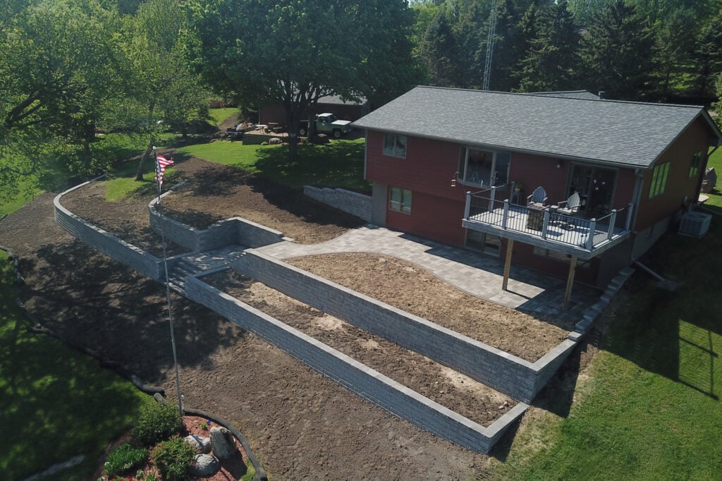 Multi-tier retaining wall in Minnesota