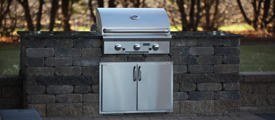 Grill built into outdoor living area